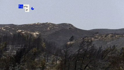 رماد الحرائق يكسو محيط قرية في جزيرة رودوس اليونانية