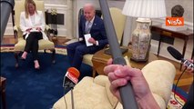 Meloni incontra Biden alla Casa Bianca, la stretta di mano
