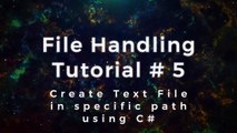 File Handling # 5 | Create Text File with Specific Path using C# | BlueFrost Tech