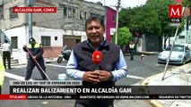 Realizan balizamiento en calles de la alcaldía GAM, Ciudad de México