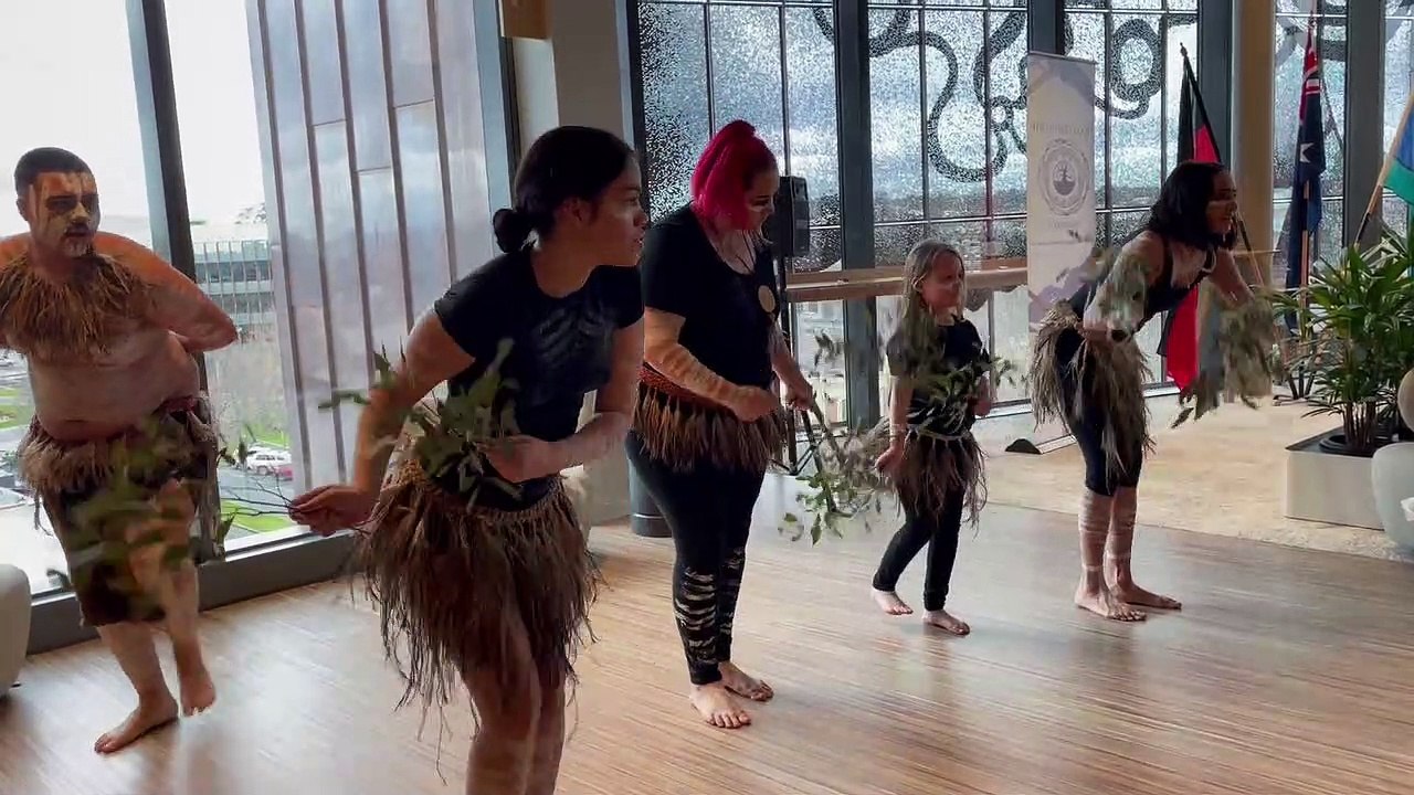 Dja Dja Wurrung dancers at the opening of the County Koori Court in Bendigo, July 28