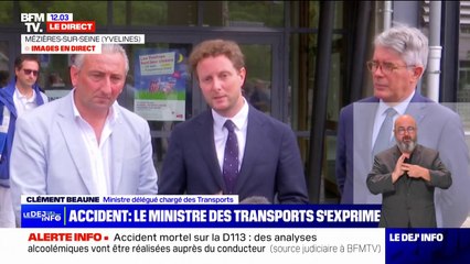 Accident dans les Yvelines: "il y a deux personnes décédées, cinq personnes qui sont en urgence absolue" selon le ministre des Transports, Clément Beaune