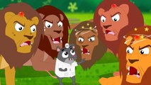 Five Big Lions Jumping On The Bed - Animal Sounds, Zoo Song