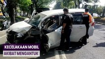 Wanita di Surabaya Tabrak Pohon hingga Mobil Ringsek, Ternyata Menyetir saat Ngantuk