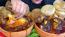 ASMR EATING PURI,MUTTON CURRY,CHICKEN CURRY _SPICY FOOD VIDEOS