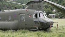 The crew of a Chinook helicopter have been forced to land in Arthog after the helicopter suffered a problem with the hydraulics