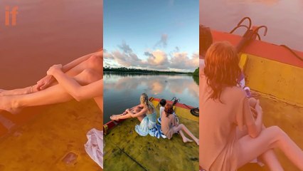 Caroline Trentini abre álbum de viagem com a família