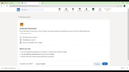 LinkedIn JavaScript Assessment Answers 2023 - Linkedin Javascript Quiz Answers - Linkedin JavaScript Skill Test Answers 2023