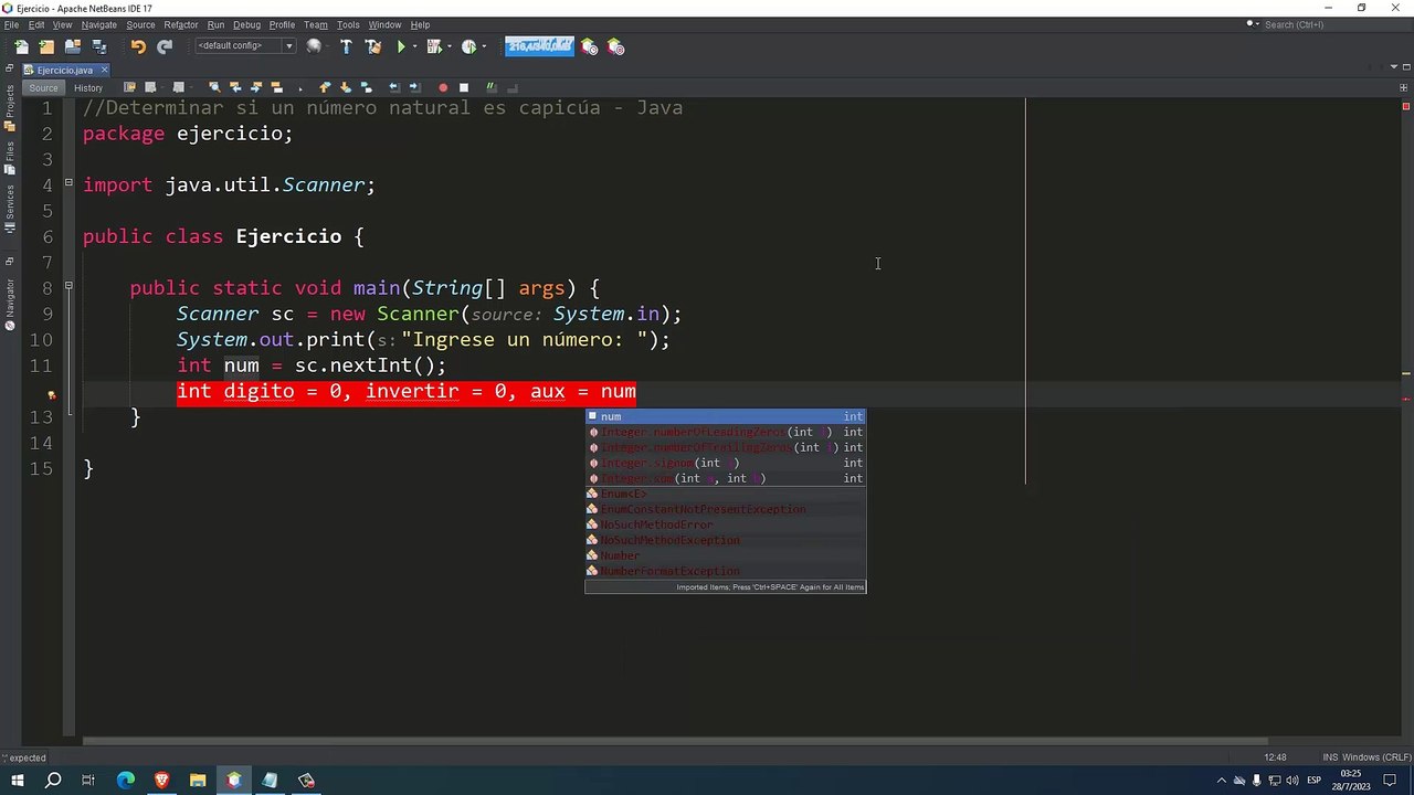 Determinar si un número natural es capicúa en Java