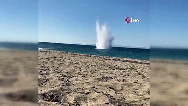 Bozcaada açıklarında bulunan patlamamış mayın imha edildi