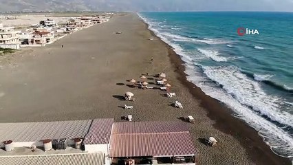 Afrika sıcaklarından kaçıp denize geldiler, yüzmek yerine izlemekle yetindiler