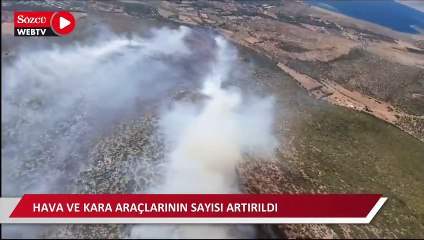 Çeşme’deki orman yangınında hava ve kara araçlarının sayısı arttırıldı