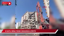 Diyarbakır'da ağır hasarlı 8 katlı bina yıkım sırasında çöktü 