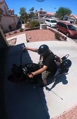 Daughter Accidently Causes Dad to Fall Off Motorcycle
