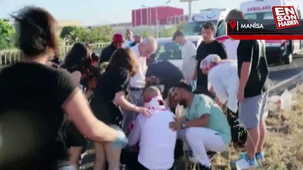 Manisa'da otomobile başka araç arkadan çarptı