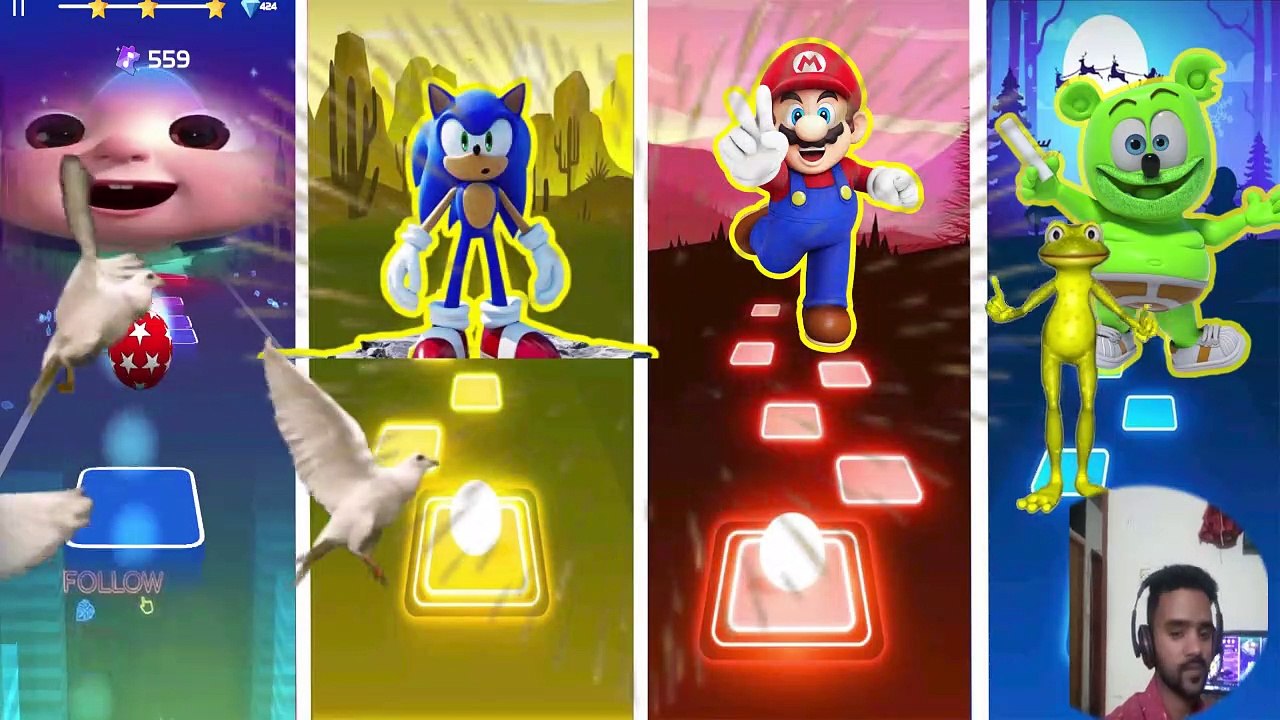 Mickey Mouse Vs Ryder paw patrol Vs Baby shark Vs Gummy bear -Tiles Hop EDM Rush