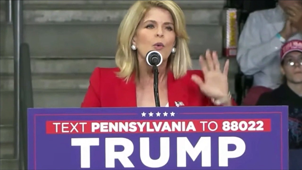 Former ambassador to Denmark, Carla Sands, speaks at MAGA rally in Erie, PA