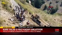 Kars'ın Sarıkamış ilçesinde yolcu otobüsü kazası... Kars Valisi Türker Öksüz son bilgileri paylaştı