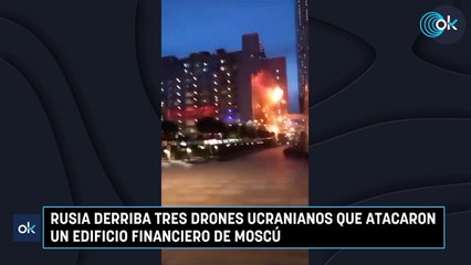 Скачать видео: Rusia derriba tres drones ucranianos que atacaron un edificio financiero de Moscú