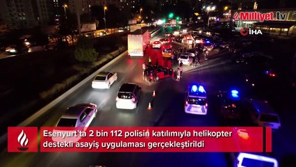 Télécharger la video: Esenyurt'ta asayiş uygulaması! 2 bin 112 polis katıldı: Helikopter destek verdi