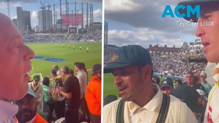 Australian cricketers confront English fan hurling abuse