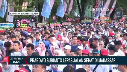 Prabowo Subianto Disambut Meriah Waga saat Lepas Jalan Sehat di Makassar