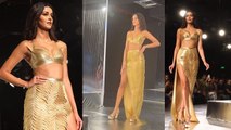 Ananya Panday Golden Crop Top Thigh High Slit Skirt Look Ramp Walk Video Viral | Boldsky