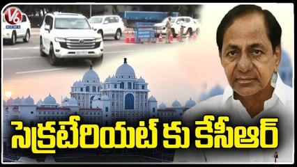 CM KCR Arrived At Secretariat To Participate In Cabinet Meeting | V6 News