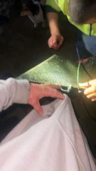 Embrayages d'écrevisses sur le doigt de l'homme