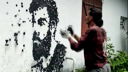 Throwing a Ball in Wall and make a Potrait of Virat Kohli (Kannur Kerala)