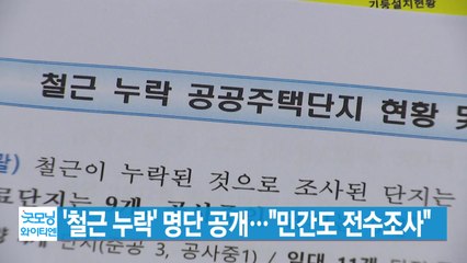 [YTN 실시간뉴스] '철근 누락' 명단 공개..."민간도 전수조사" / YTN