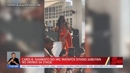 Cardi B, nambato ng mic matapos siyang sabuyan ng drinks sa stage | UB