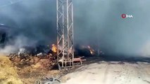Gönen'de büyükbaş hayvan çiftliğinde çıkan yangını söndürme çalışmaları devam ediyor