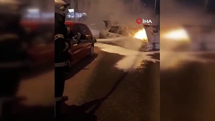 LPG'li otomobil alev alev yandı