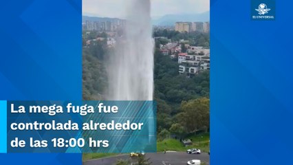 Mega fuga de agua alcanza los 15 metros de altura en Cuajimalpa