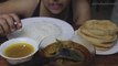 Eating Poori, White Rice, Chicken curry, Dal | Mukbang