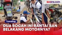 Viral Bocah Pasang Rantai di Ban Motor, Alasannya Bikin Salut