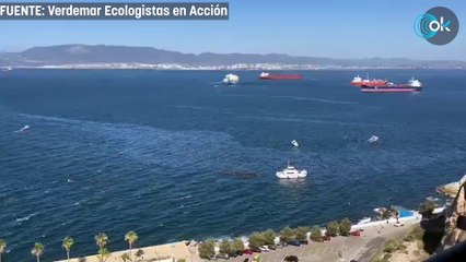 Un nuevo vertido de fuel en Gibraltar obliga a cerrar el puerto y pone en alerta las playas de Cádiz