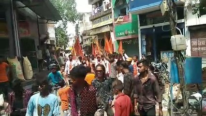 शिव सैनिकों ने त्रिशूल पूजन कर नगर भ्रमण करते निकाला जुलूस