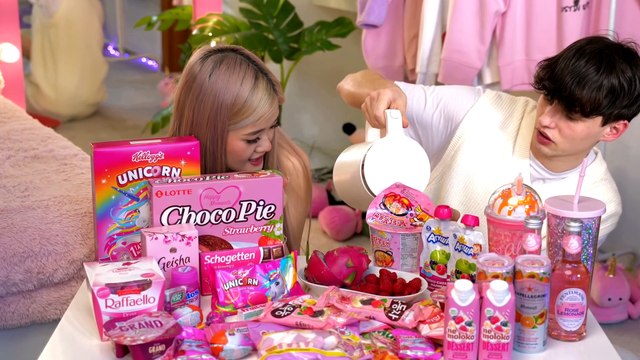MUKBANG _ only PINK FOOD, PINK CHOCO PIE and LEMONADE