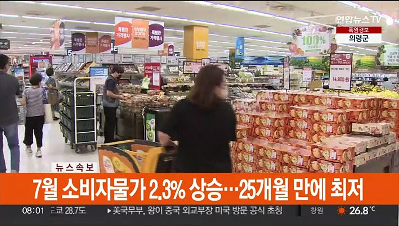 [속보] 7월 소비자물가 2.3% 상승…25개월 만에 최저