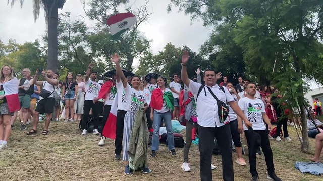Peregrinos mexicanos en la misa de apertura de la JMJ