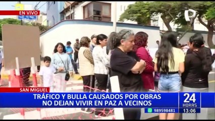 San Miguel: Vecinos denuncian caos vehicular y bulla por obras para tapar enorme forado en pista