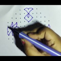 Simple lotus flowers kolam with 15-5 straight | chukkala muggulu with dots| rangoli design