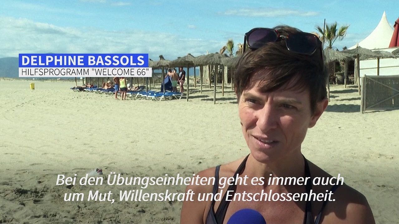 Schwimmunterricht für boots-flüchtlinge in frankreich