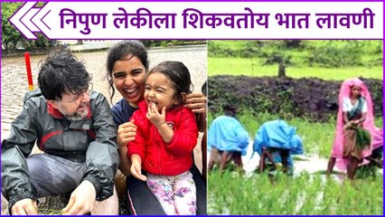 निपुण लेकीला शिकवतोय भात लावणी | Nipun Dharmadhikari