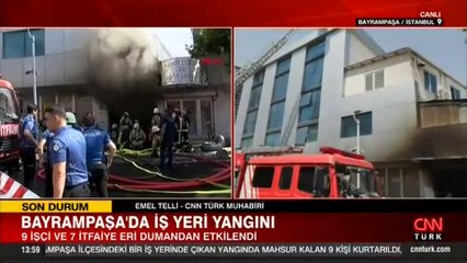 Bayrampaşa'da iş merkezinde yangın! Mahsur kalan 9 kişi kurtarıldı