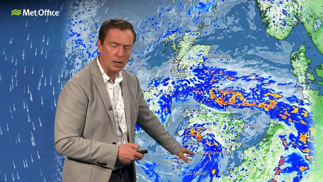 Met Office Afternoon Weather Forecast 02/08/2023 - A wet windy and wild Wednesday