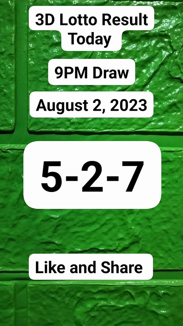 3D lotto result today 9pm draw august 2 2023