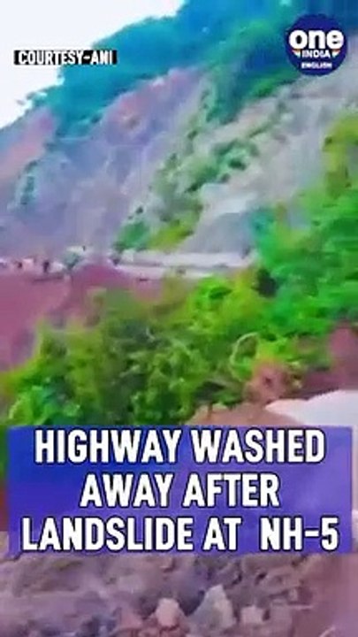 Highway washed away after landslide at NH-5 _ Oneindia News #Shorts
